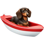 Long haired mini dachshund shaded red in speedboat sticker