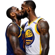 LeBron kissing curry sticker
