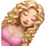 gorgeous white woman with long blonde curly hair sleeping on pink princess bed sticker