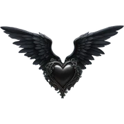 Black heart with wings sticker