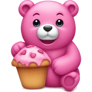 Pink bear with muffin  sticker