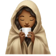 girl inside a blanket sipping coffee eyes closed sticker