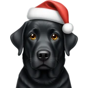 Black lab wearing Santa hat sticker