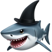 Shark with a top hat sticker