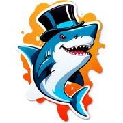 Shark with a top hat sticker