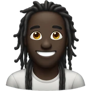dark skin man with dreads and nose piercing on right side on nose laughing sticker