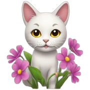 Flowers cat sticker