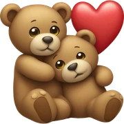 Teddy hugging another teddy with hearts sticker