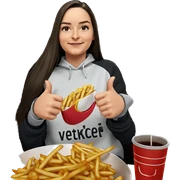 happy girl enjoying french fries sticker