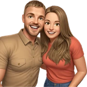 smiling couple in denim sticker