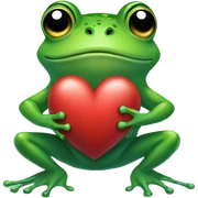 Frog holding heart sticker
