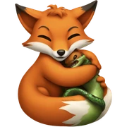 fox hugs snake sticker