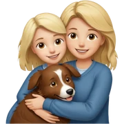 Garota loira abraçando um border collie marrom  sticker