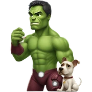iron man holding dog dressed as hulk and smoking cigarette sticker