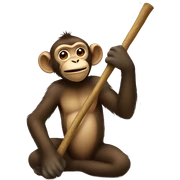 Monkey with stick sticker