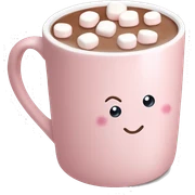 Light Pink mug of hot chocolate with marshmallows  sticker