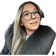 girl in car with glasses sticker