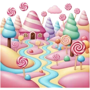candy land  pastel surreal landscape sticker