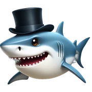 Shark with a top hat sticker