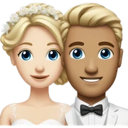 bride blue eyes and blonde hair up, groom brown eyes and brown hair sticker