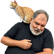 old man with cat indoors sticker