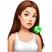 female, wearing white top, long brown hair sticker
