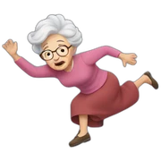 Granny falling  sticker