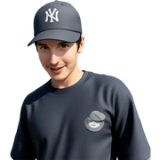 smiling boy in baseball cap sticker