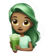 Pretty girl holding iced matcha  sticker