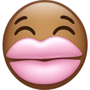 Kiss emoji with a light pink kiss sticker