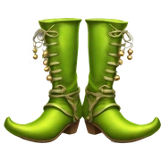 Realistic isolated chartreuse elf boots with bells. sticker