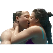 poolside kiss in the water sticker