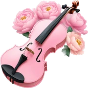 soft pastel pink violin with peonies and glitter sticker