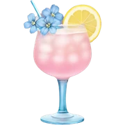 Ice pink lemon cocktail with blue small flowers  sticker