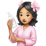 angelic asian girl doing skin care in pink pajamas sticker