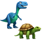 Dinosaur and turtle sticker