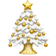 White Christmas tree with golden ornaments  sticker