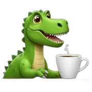 dinosaur drinks coffee sticker