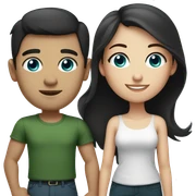 Couple, man with black short hair and blue eyes and girl with dark brown hair and dark green eyes  sticker