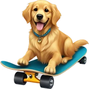Golden retriever on a skateboard sticker