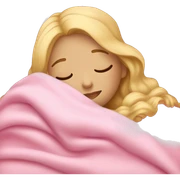 Blonde girl sleeping on side with pink blanket sticker