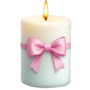 White candle with Pastell pink bow sticker