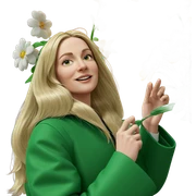blonde in green coat flower sticker