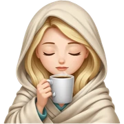 girl inside a blanket sipping coffee eyes closed sticker