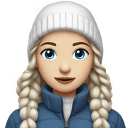 Brunette girl blue eyes in white winter outfit sticker