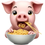 Pig eating noodles sticker