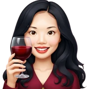 Asian girl long wavy hair holding a glass of wine sticker