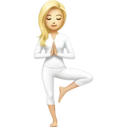 Blonde girl doing yoga in white suit  sticker