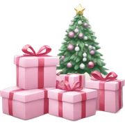Light pink Christmas gifts under a white Christmas tree  sticker