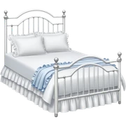 white metal bed  linen with ruffles sticker
